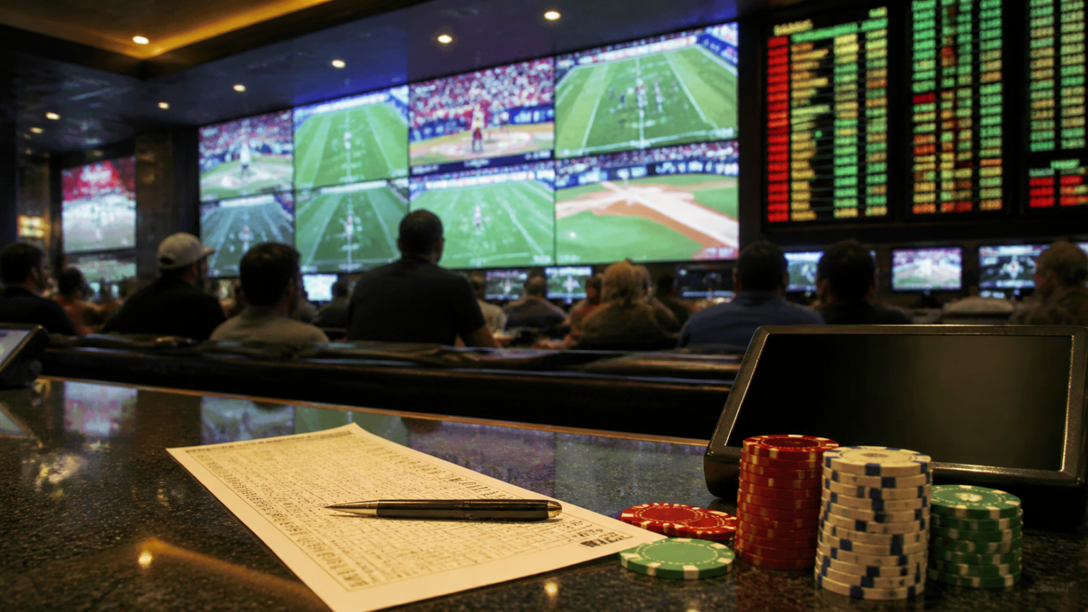 Best Betting Sites in Singapore: How to Evaluate Them Well Casino-related betting table with sportsbook screens and chips