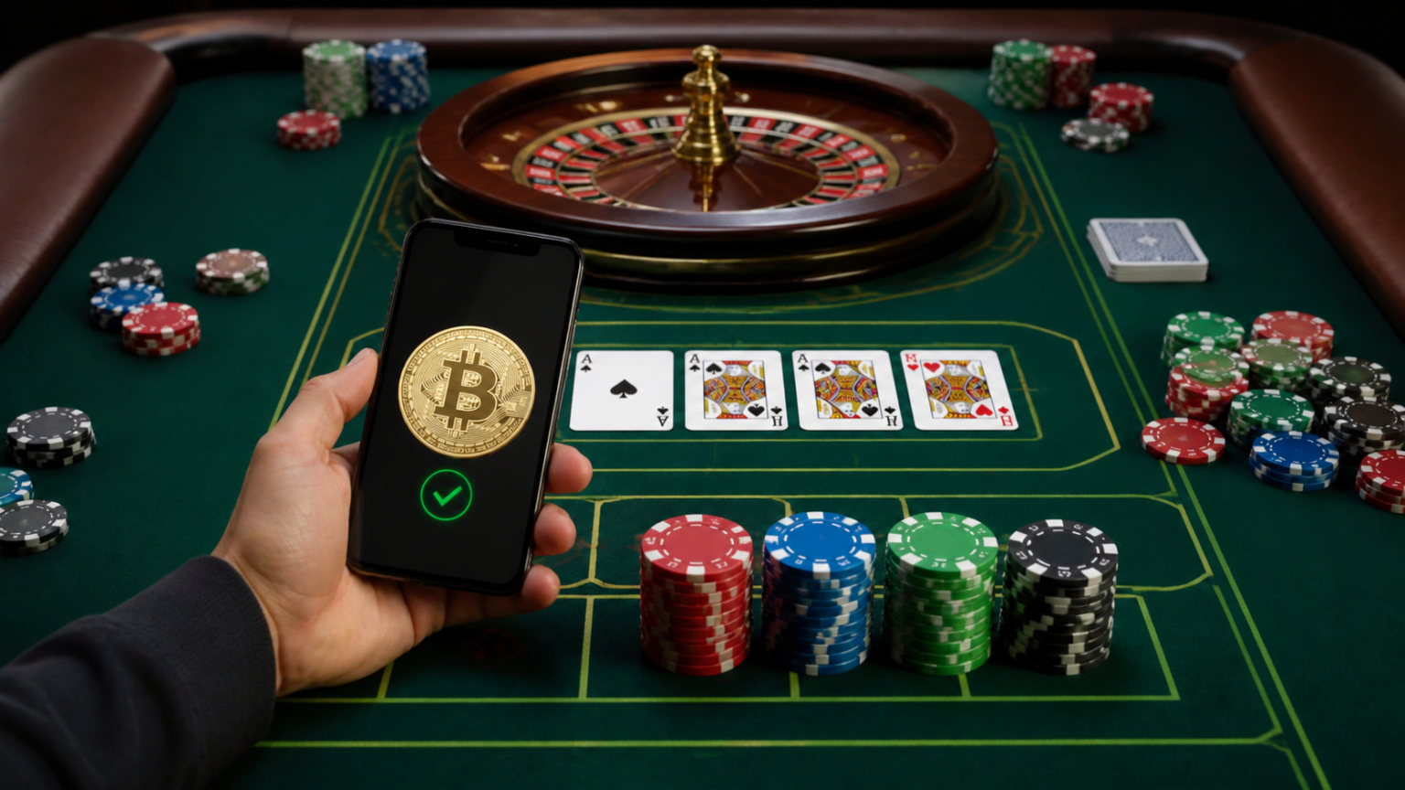 Crypto Casino Singapore: What Players Should Know Crypto casino table with chips and smartphone payment